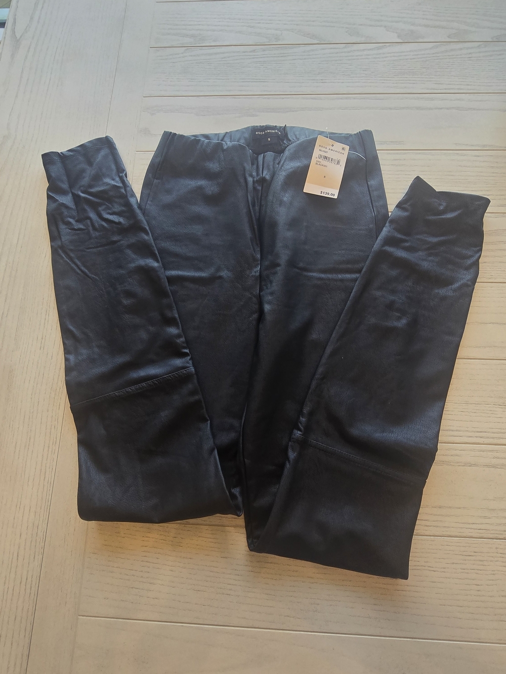 Good American Black Faux-Leather Leggings